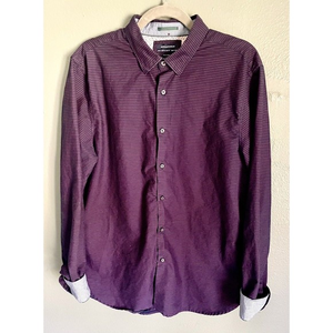 Denim & Flower Ricky Singh Men’s‎ Long Sleeve Button Down Shirt Size XL Purple